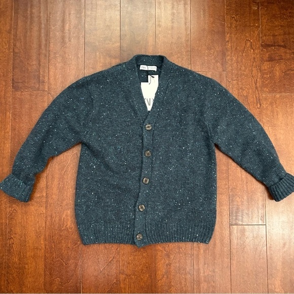 Zara Kid's Wool and Alpaca Blend, Marled Blue Cardigan Sweater, Size 11/12, NWT - Picture 9 of 12